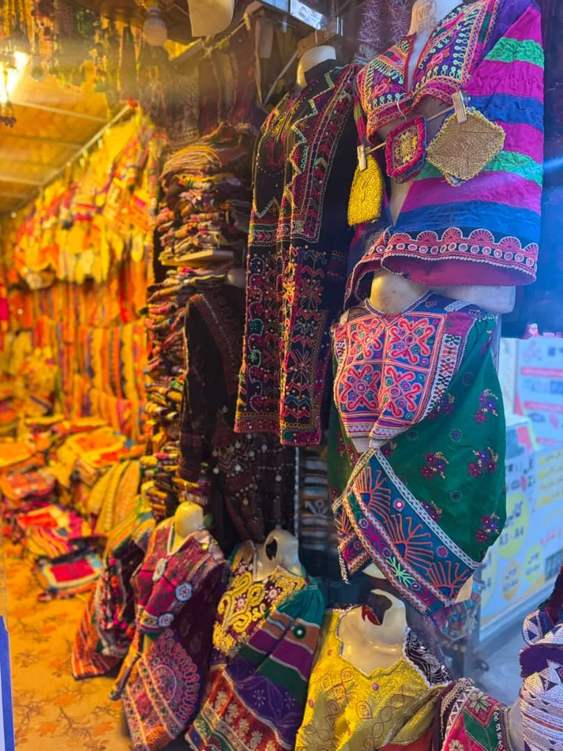 Hand-loomed textiles in warm light
